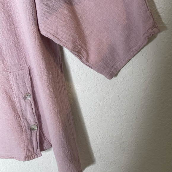 OH MY GAUZE! Long Sleeve Tunic Top Boho Lagenlook One Size Pink Cotton Gauzy - Picture 6 of 11